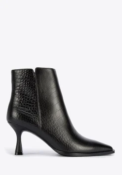 Botki ze skóry croco na szpilce czarne>WITTCHEN Fashion