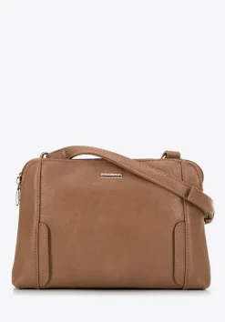 Crossbody damska z ekoskóry dwukomorowa ciemny beż>WITTCHEN Best