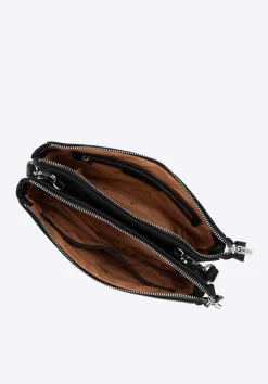Crossbody z ekoskóry dwukomorowa czarno - srebrna><noscript><img data-lazyloaded=