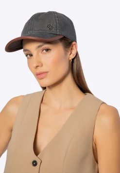 Czapka z daszkiem z domieszką bawełny unisex szaro - brązowa>WITTCHEN Best