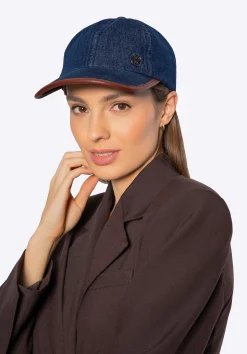 Czapka z daszkiem z domieszką bawełny unisex granatowo - brązowa>WITTCHEN Discount