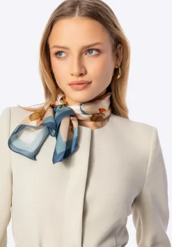 Damska apaszka jedwabna we wzory niebiesko - pomarańczowa>WITTCHEN Fashion