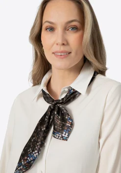 Damska apaszka jedwabna we wzory brązowo - niebieska>WITTCHEN Hot