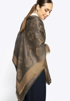 Damska chusta z bambusem w monogram brązowa>WITTCHEN Fashion