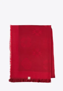 Damska chusta z bambusem tkana w monogram czerwona>WITTCHEN Hot