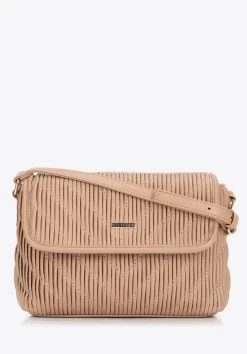Damska crossbody w pionowe przeszycia z ekoskóry beżowa>WITTCHEN Fashion