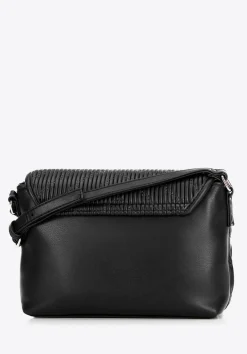 Damska crossbody w pionowe przeszycia z ekoskóry czarna><noscript><img width=