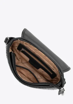 Damska crossbody w pionowe przeszycia z ekoskóry czarna><noscript><img width=