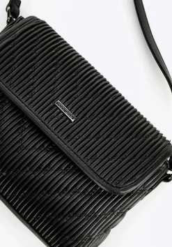 Damska crossbody w pionowe przeszycia z ekoskóry czarna><noscript><img width=