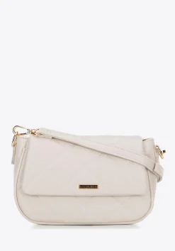 Damska crossbody z ekoskóry w przeszycia kremowa>WITTCHEN Hot