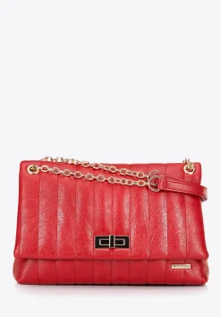 Damska crossbody z ekoskóry dwukomorowa duża czerwona>WITTCHEN Best