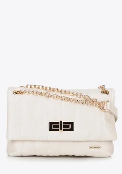 Damska crossbody z ekoskóry dwukomorowa mała kremowa>WITTCHEN Sale