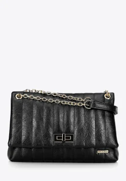 Damska crossbody z ekoskóry dwukomorowa duża czarna>WITTCHEN Fashion