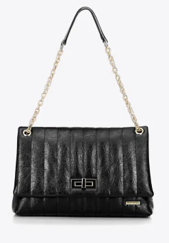 Damska crossbody z ekoskóry dwukomorowa duża czarna><noscript><img width=