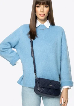 Damska crossbody z ekoskóry w przeszycia granatowa><noscript><img width=