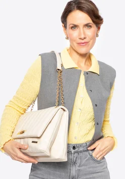 Damska crossbody z ekoskóry dwukomorowa duża kremowa>WITTCHEN Best
