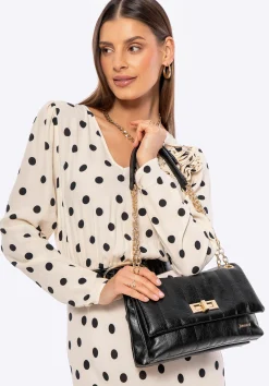 Damska crossbody z ekoskóry dwukomorowa mała czarna>WITTCHEN Outlet