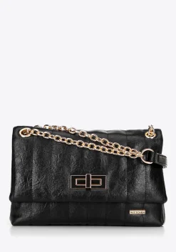 Damska crossbody z ekoskóry dwukomorowa mała czarna>WITTCHEN Outlet