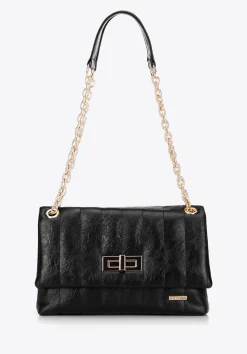 Damska crossbody z ekoskóry dwukomorowa mała czarna><noscript><img width=