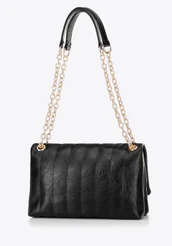 Damska crossbody z ekoskóry dwukomorowa mała czarna><noscript><img width=