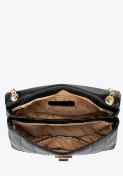 Damska crossbody z ekoskóry dwukomorowa mała czarna><noscript><img width=