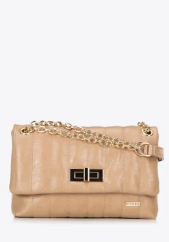 Damska crossbody z ekoskóry dwukomorowa mała beżowa>WITTCHEN Online