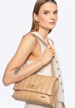 Damska crossbody z ekoskóry dwukomorowa mała beżowa>WITTCHEN Online