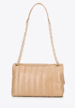Damska crossbody z ekoskóry dwukomorowa mała beżowa><noscript><img width=