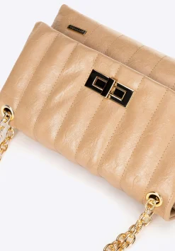 Damska crossbody z ekoskóry dwukomorowa mała beżowa><noscript><img width=