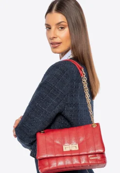 Damska crossbody z ekoskóry dwukomorowa mała czerwona>WITTCHEN Sale