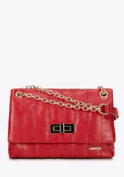Damska crossbody z ekoskóry dwukomorowa mała czerwona><noscript><img width=