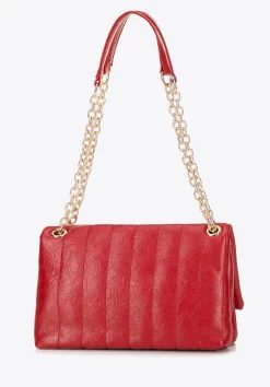 Damska crossbody z ekoskóry dwukomorowa mała czerwona><noscript><img width=