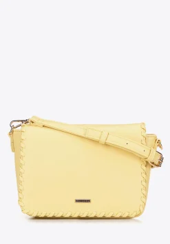 Damska crossbody z obszytą klapą żółta>WITTCHEN Discount