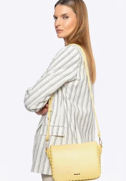 Damska crossbody z obszytą klapą żółta>WITTCHEN Discount