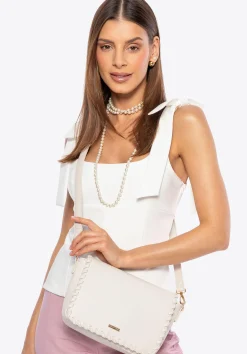 Damska crossbody z obszytą klapą kremowa>WITTCHEN Discount