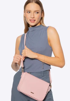 Damska crossbody z obszytą klapą różowa>WITTCHEN New