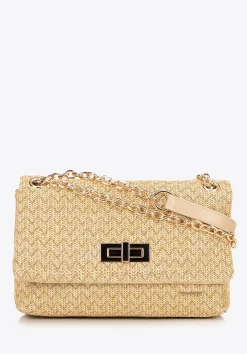 Damska crossbody z plecionki na łańcuszku beżowo - złota>WITTCHEN Sale
