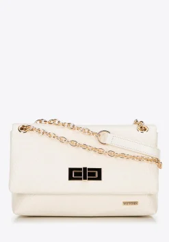 Damska crossbody z plecionki na łańcuszku złamana biel>WITTCHEN Outlet