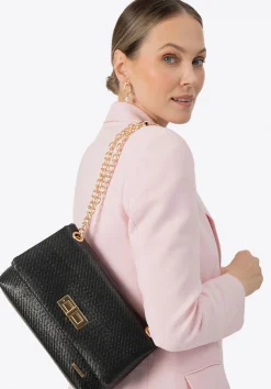 Damska crossbody z plecionki na łańcuszku czarna>WITTCHEN Fashion