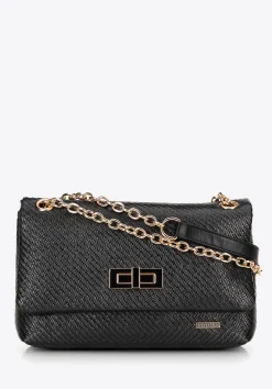 Damska crossbody z plecionki na łańcuszku czarna>WITTCHEN Fashion
