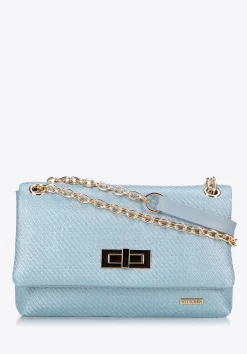 Damska crossbody z plecionki na łańcuszku niebieska>WITTCHEN Best