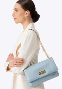 Damska crossbody z plecionki na łańcuszku niebieska>WITTCHEN Best