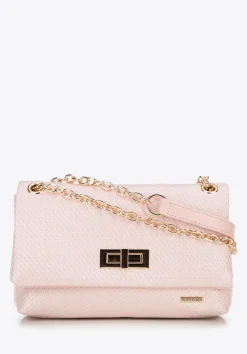 Damska crossbody z plecionki na łańcuszku różowa>WITTCHEN Sale