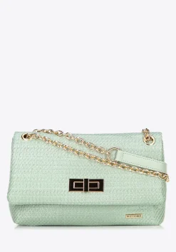 Damska crossbody z plecionki na łańcuszku zielona>WITTCHEN Best