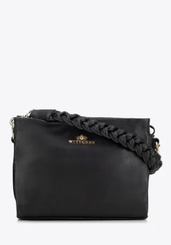 Damska crossbody z plecioną rączką czarna>WITTCHEN Online