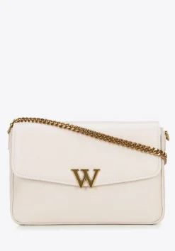 Damska crossbody ze skóry z dekoracyjnym zapięciem kremowa>WITTCHEN Sale