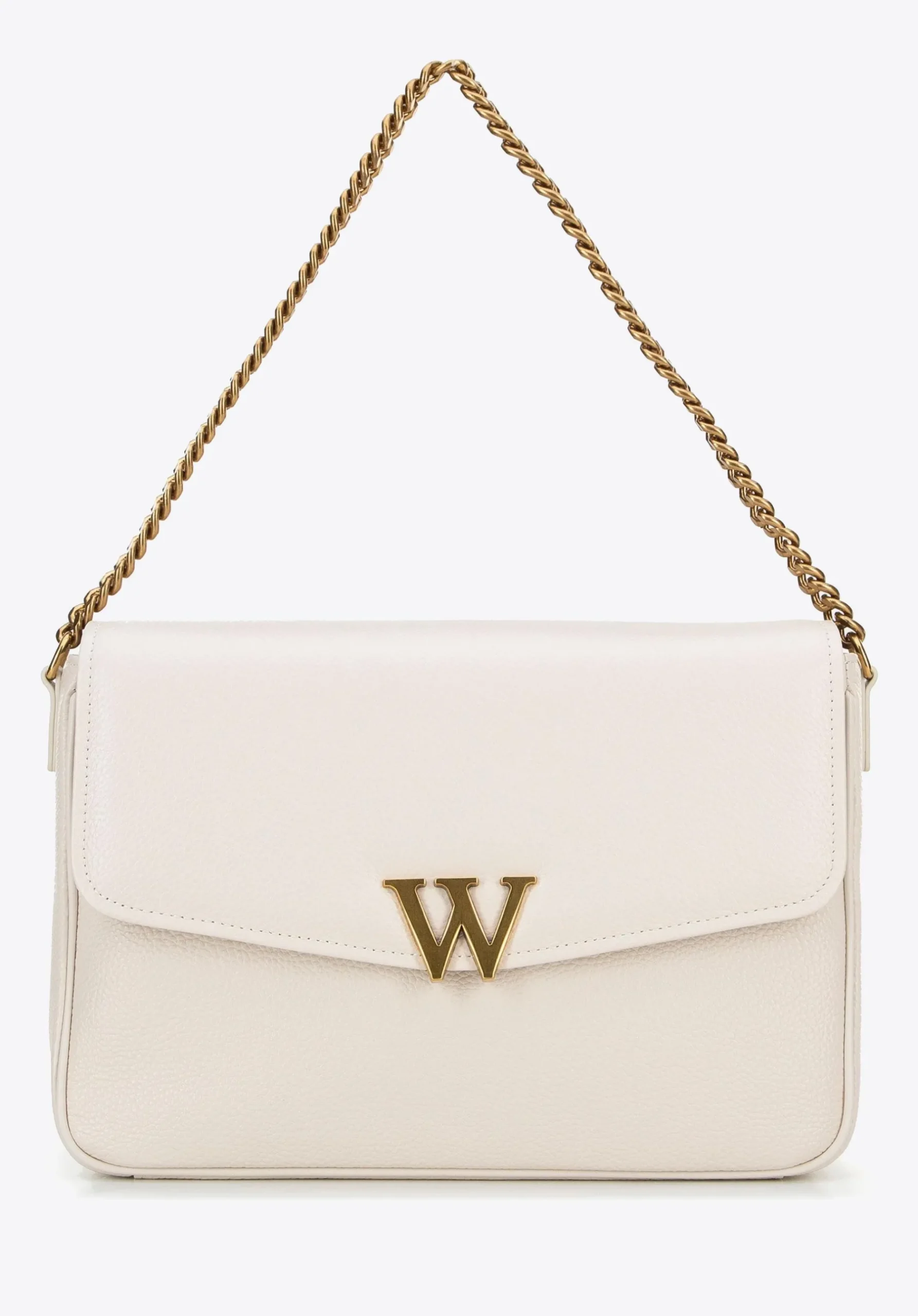 Damska crossbody ze skóry z dekoracyjnym zapięciem kremowa>WITTCHEN Sale
