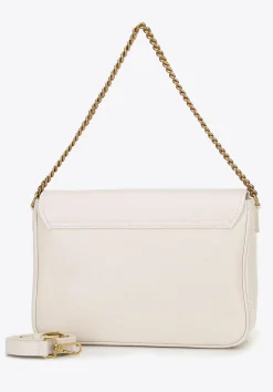 Damska crossbody ze skóry z dekoracyjnym zapięciem kremowa><noscript><img width=