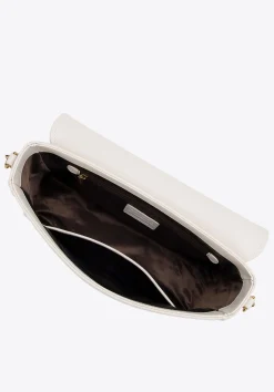 Damska crossbody ze skóry z dekoracyjnym zapięciem kremowa><noscript><img width=
