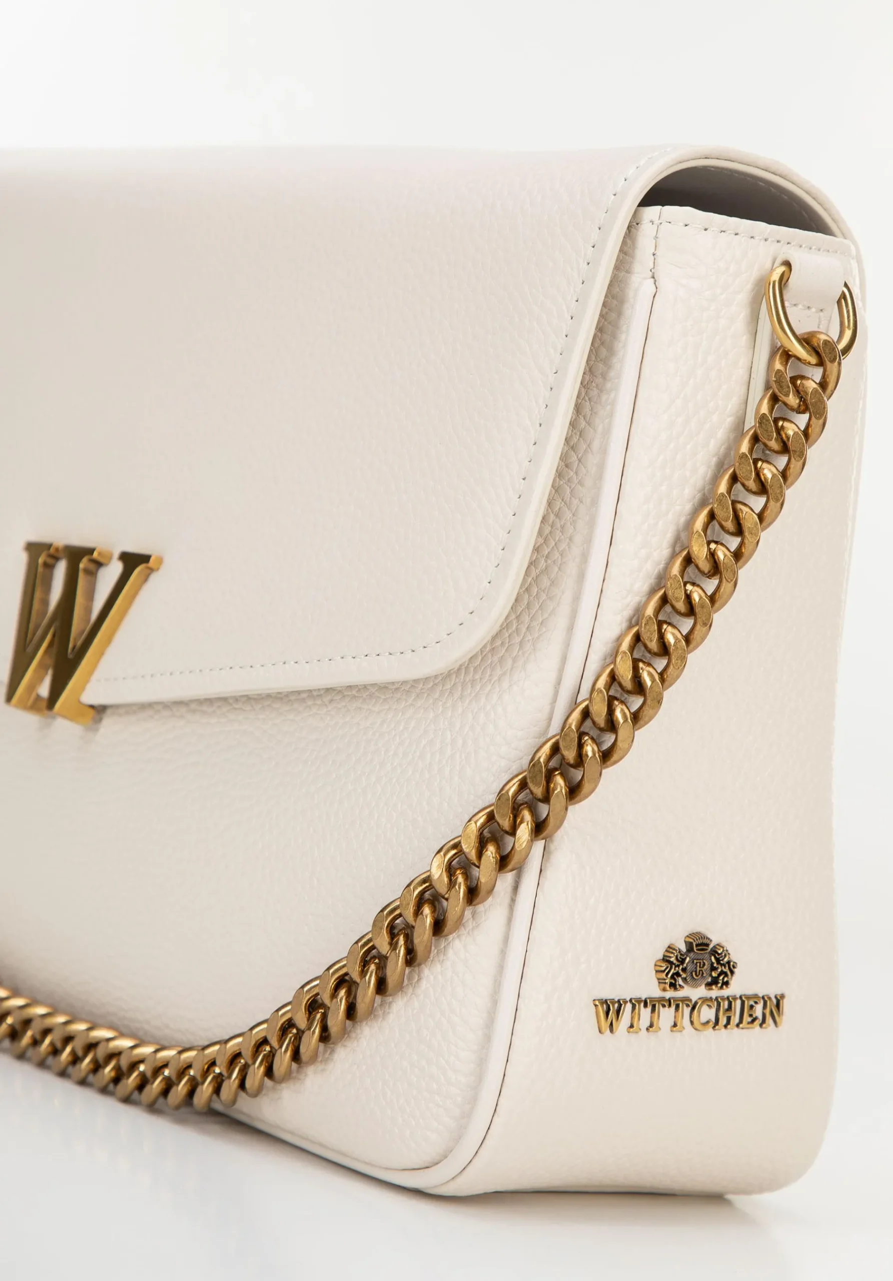 Damska crossbody ze skóry z dekoracyjnym zapięciem kremowa>WITTCHEN Sale